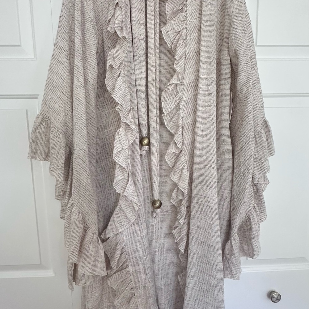 Lisa Marie Fernandez Linen Ruffled Coverup/ Maxi Coat